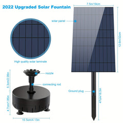 Solar Fountain Pump DIY Water Fountain w/ 6.56ft Pipe & 18 Sprays for Garden