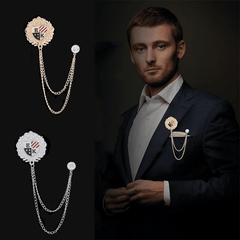 National Flag Tassel Chain Lapel Pin Brooch