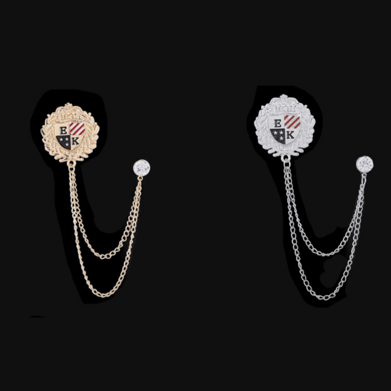 National Flag Tassel Chain Lapel Pin Brooch