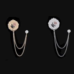 National Flag Tassel Chain Lapel Pin Brooch