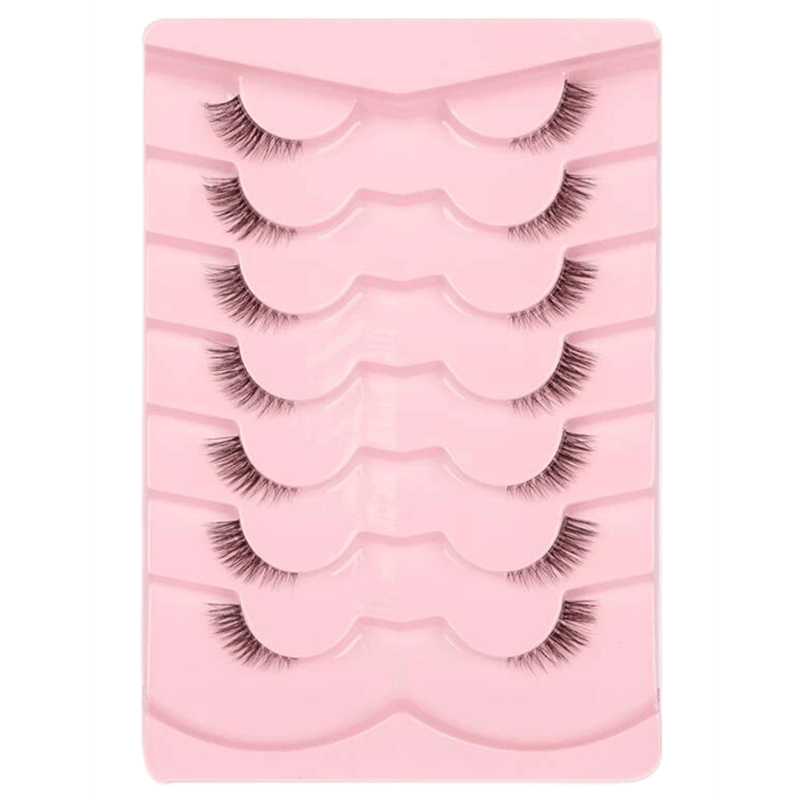7 Pairs Cat Eye False Eyelashes for Slender Curling Look