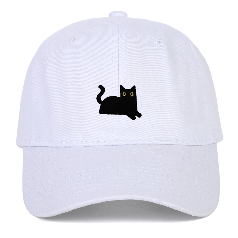 Cat Embroidery Soft Top Baseball Cap Summer Sun Hat