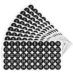 Consecutive Number Stickers 1-50 2.54 cm Self-Adhesive Decal Waterproof Labels