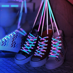 Reflective Shoelaces Glowing In Dark for Sneakers Low Top Canvas Shoes