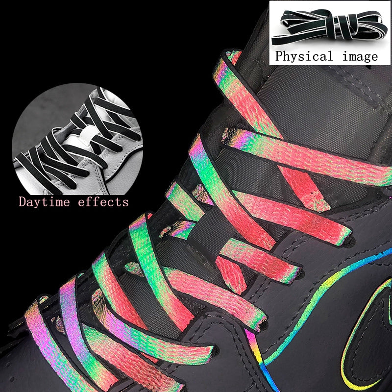 Reflective Shoelaces Glowing In Dark for Sneakers Low Top Canvas Shoes