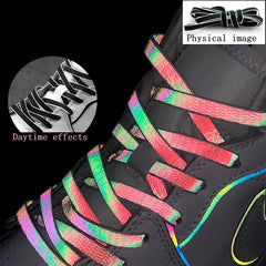 Reflective Shoelaces Glowing In Dark for Sneakers Low Top Canvas Shoes