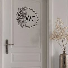 Toilet Door Sign Sticker Flower Removable PVC Wall Sticker Self adhesive Placard