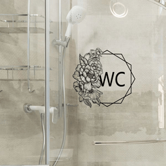 Toilet Door Sign Sticker Flower Removable PVC Wall Sticker Self adhesive Placard