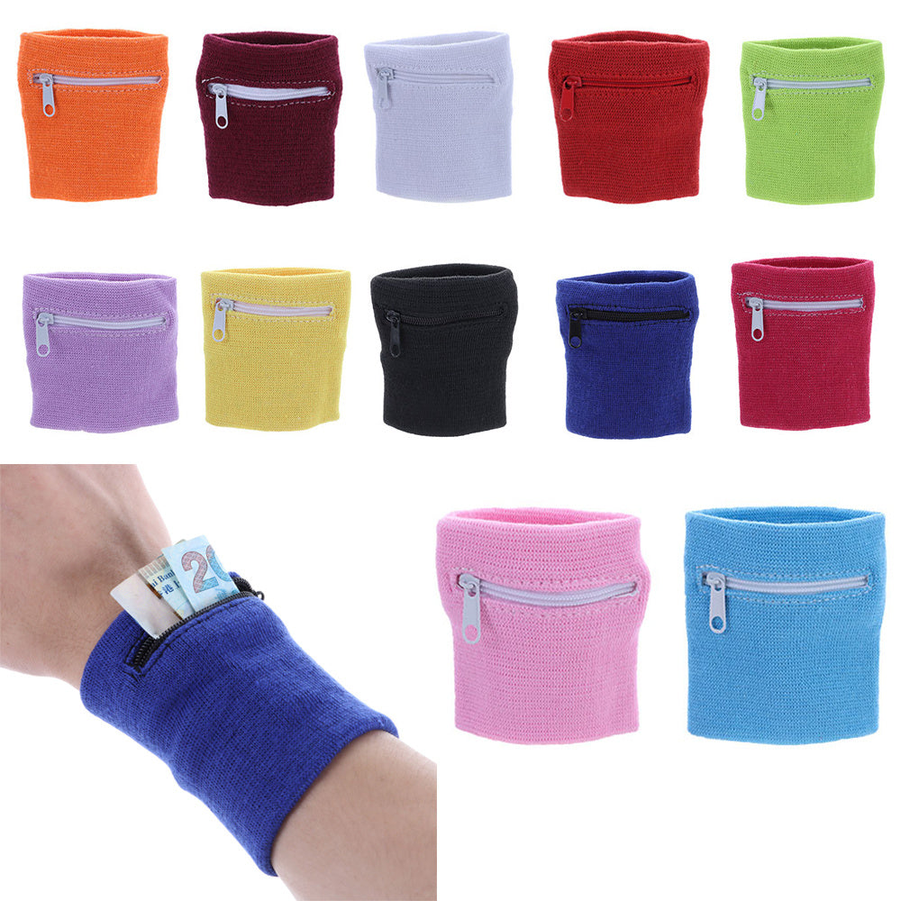Sports Wristband with Zipper Pocket for Outdoor Sports Gym