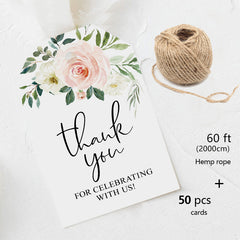 30 50pcs Flowers Thank You Cards 3x2 Gift Packaging Tags