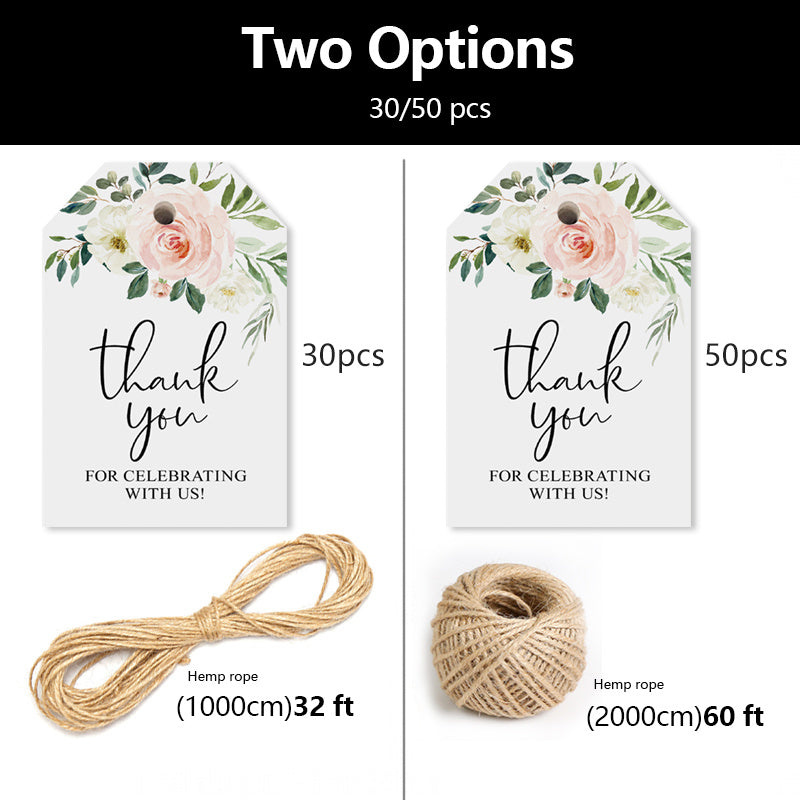 30 50pcs Flowers Thank You Cards 3x2 Gift Packaging Tags