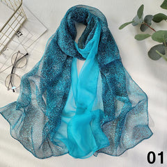 Leopard Print Lightweight Scarf Chiffon Silk Feel Breathable Sunscreen Beach