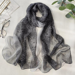Leopard Print Lightweight Scarf Chiffon Silk Feel Breathable Sunscreen Beach