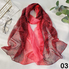 Leopard Print Lightweight Scarf Chiffon Silk Feel Breathable Sunscreen Beach