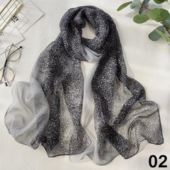 Leopard Print Lightweight Scarf Chiffon Silk Feel Breathable Sunscreen Beach