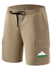 Men's Cargo Shorts Cartoon Mountain Print Casual Summer Clothes