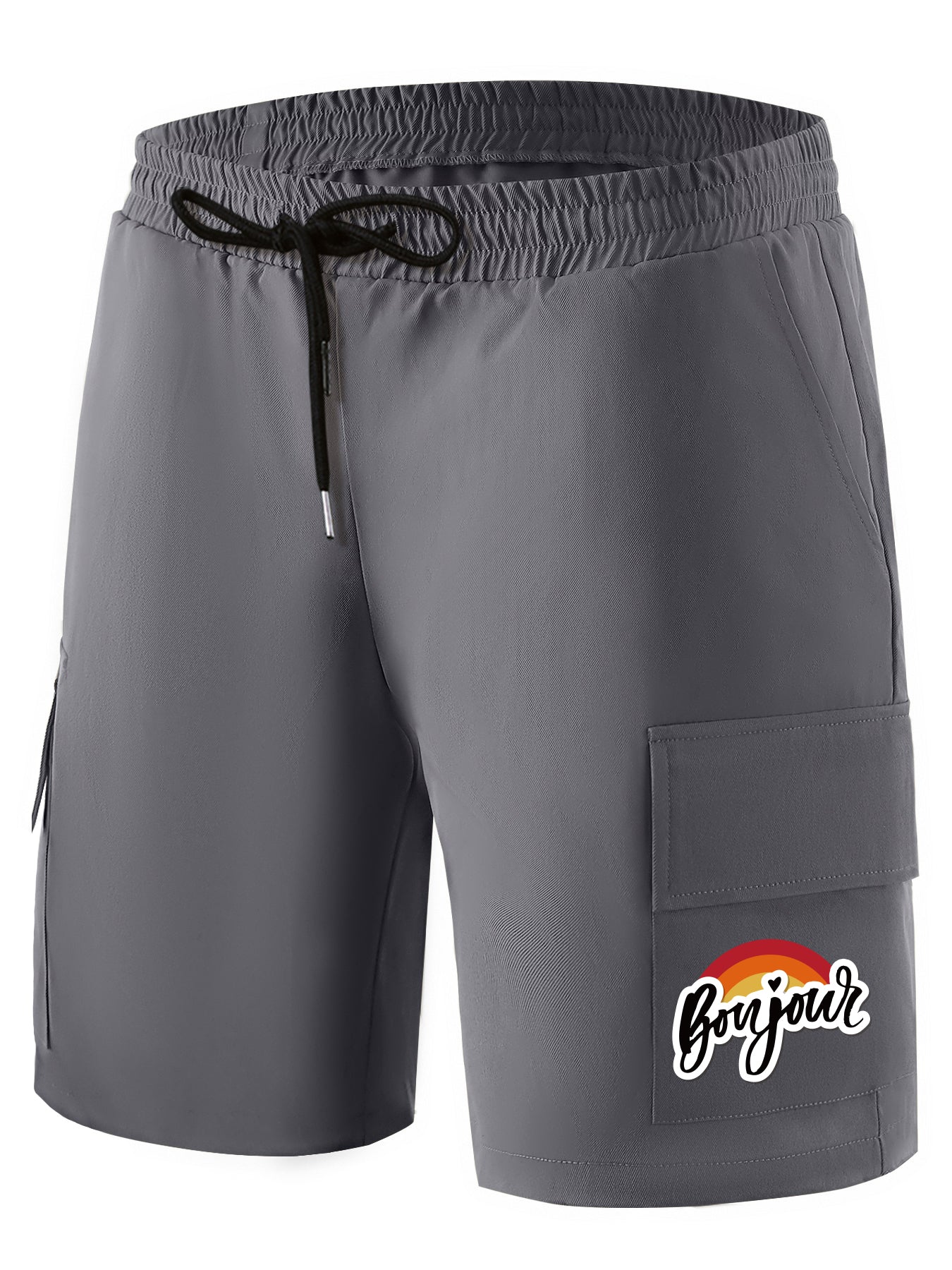Men's Cargo Shorts Cartoon Mountain Print Casual Summer Clothes