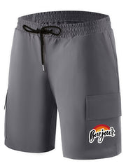 Men's Cargo Shorts Cartoon Mountain Print Casual Summer Clothes