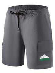 Men's Cargo Shorts Cartoon Mountain Print Casual Summer Clothes