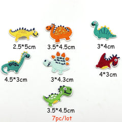 7pcs Dinosaur Iron On Patches Embroidered Applique Patch For Clothing