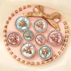 10pcs Bee Pattern Buttons Coat Rhinestones Sewing Accessories for Women