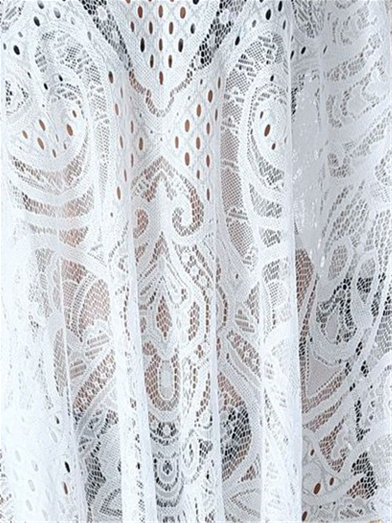 Fringe Trim Cover Up Dress V Neck Kaftan Women's Swimwear
