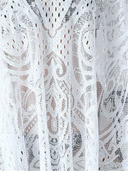 Fringe Trim Cover Up Dress V Neck Kaftan Women's Swimwear