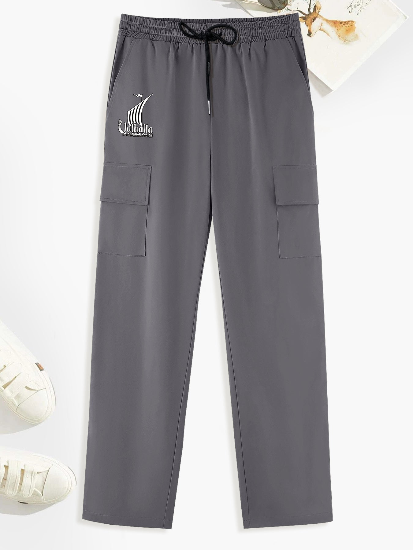 Classic Cargo Pants Men Drawstring Loose Straight Leg Outdoor