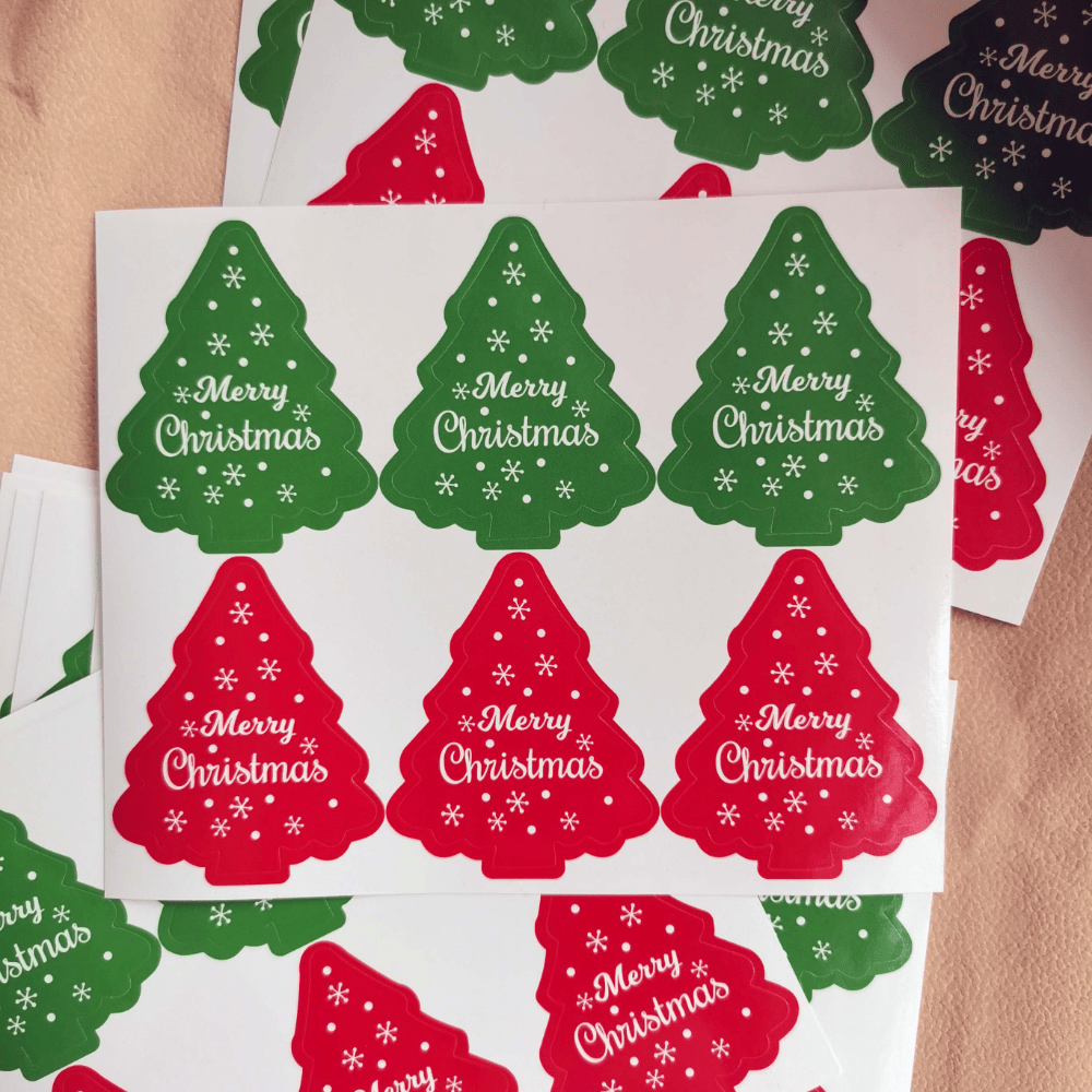 60pcs Christmas Envelope Seal Stickers 5 Christmas Tree Labels Merry Christmas