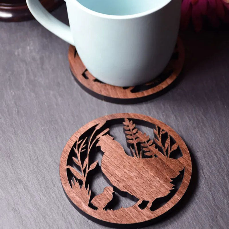 Highland Cow Wood Coaster Anti-Scald Heat Insulation Non-Slip Waterproof