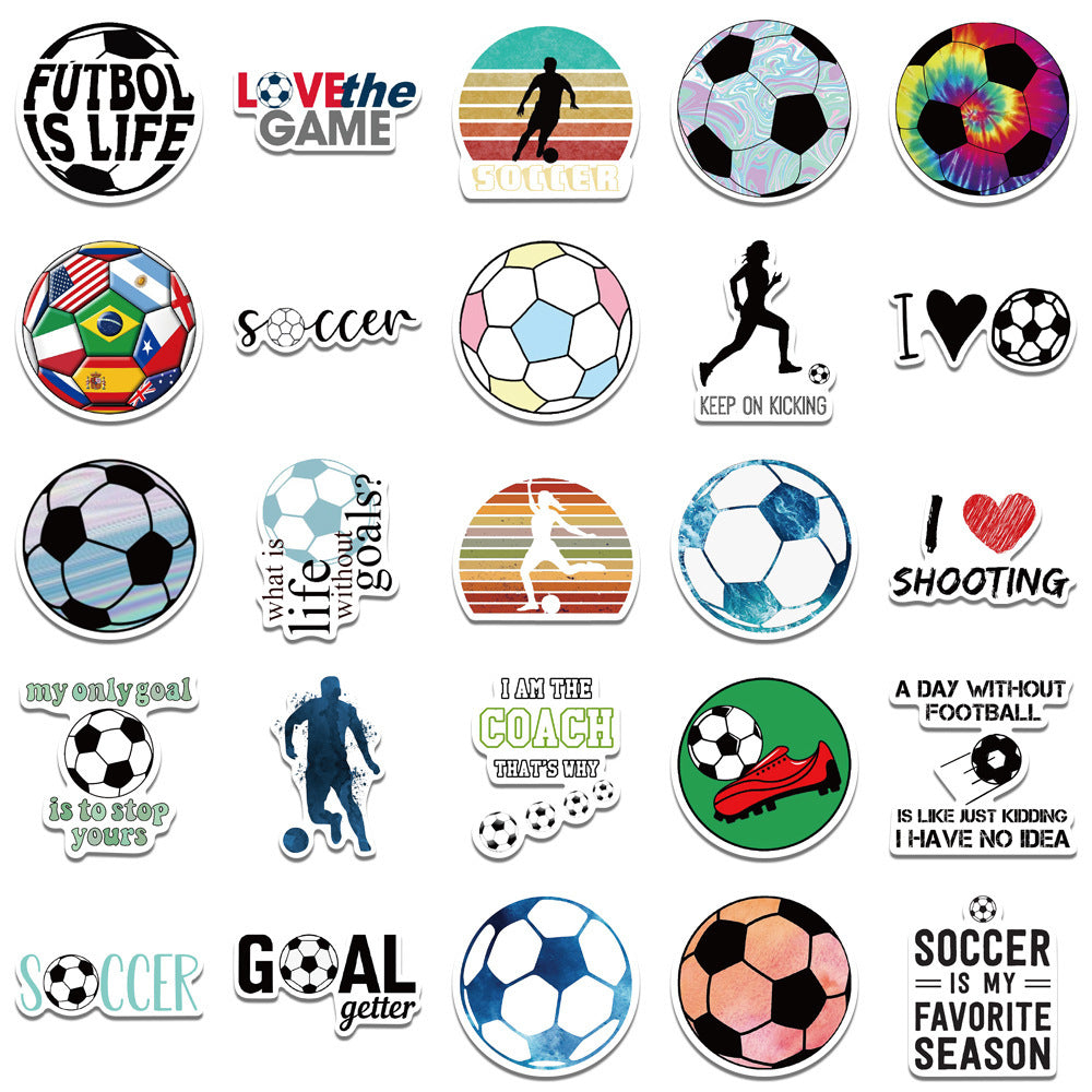 100pcs Football Sports Cartoon Waterproof Stickers