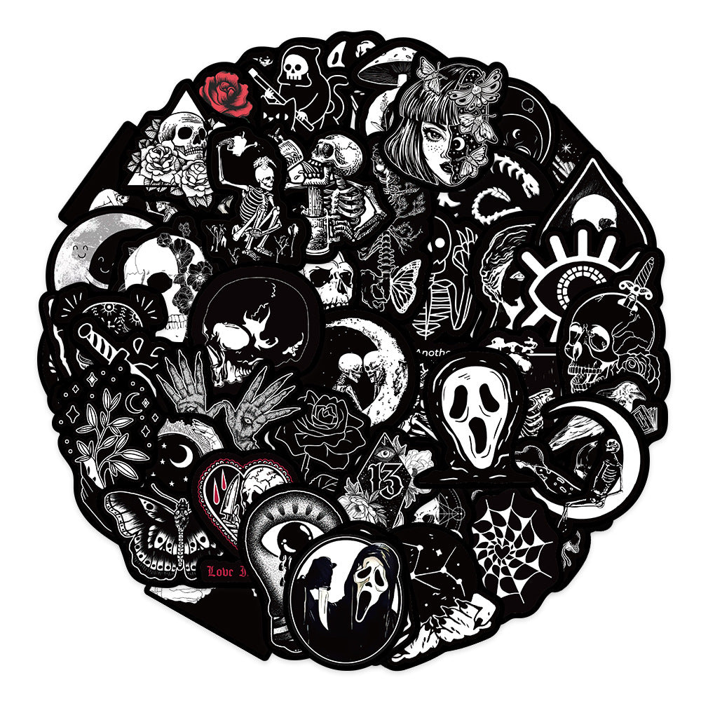 50pcs Dark Gothic Cartoon Stickers Pack for Laptop Phone Skateboard