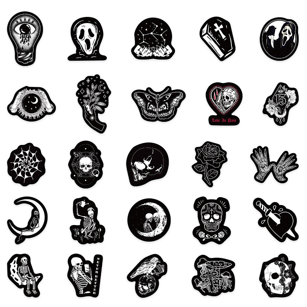 50pcs Dark Gothic Cartoon Stickers Pack for Laptop Phone Skateboard