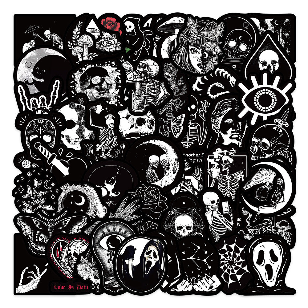 50pcs Dark Gothic Cartoon Stickers Pack for Laptop Phone Skateboard