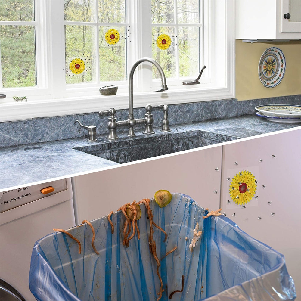 10pcs Sunflower Window Fly Paper Sticky Paste Fruit Fly Paper Trap Glass Paste