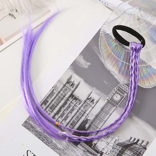 Colorful Hair Bands Hair Extensions For Kids Girls Braid Wigs Ponytail