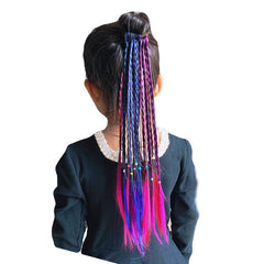 Colorful Hair Bands Hair Extensions For Kids Girls Braid Wigs Ponytail