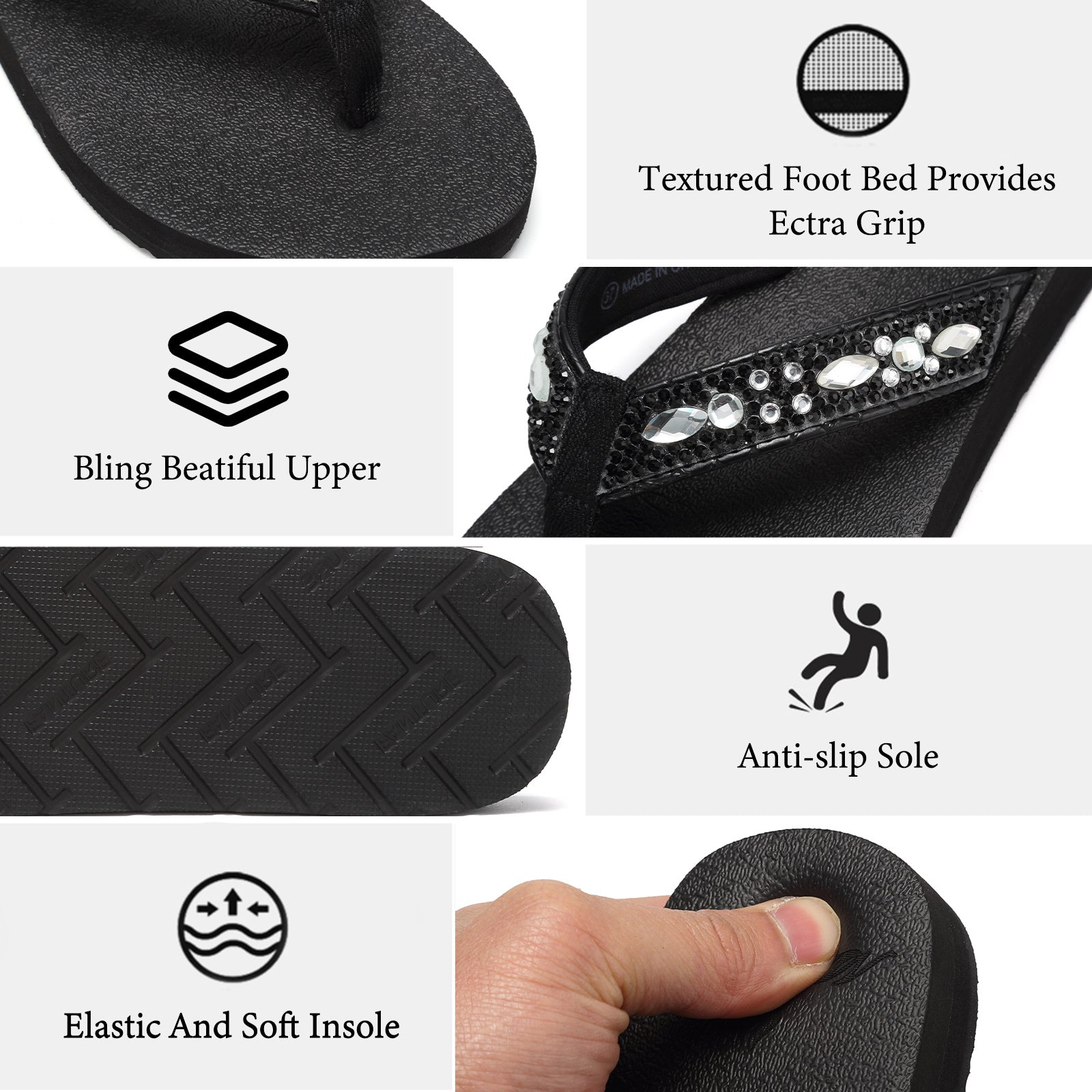 Women's Rhinestone Flip Flop Slippers