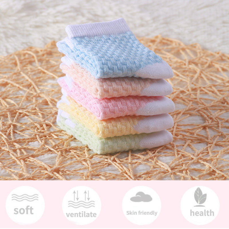 5 Pairs Girls Candy Cotton Crew Socks Breathable Baby Infant Toddlers Socks