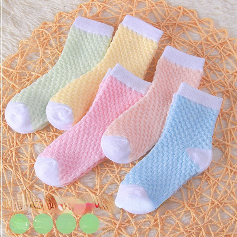 5 Pairs Girls Candy Cotton Crew Socks Breathable Baby Infant Toddlers Socks