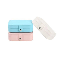 Cube Jewelry Box PU Leather Earrings Rings Necklaces Storage Bag