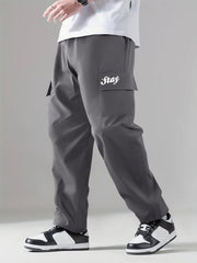 Pattern & Letter Print Men's Cargo Pants