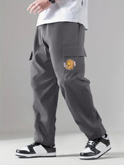 Pattern & Letter Print Men's Cargo Pants