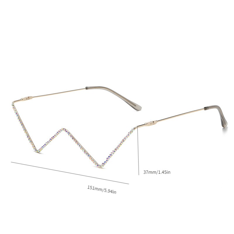 Rhinestone Glasses Frame Sparkle Wavy Party Club Lensless Glasses