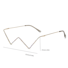 Rhinestone Glasses Frame Sparkle Wavy Party Club Lensless Glasses