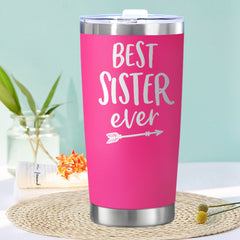 Sister Ever Coffee Tumbler Christmas Stainless Steel Gift Cup Pink Travel Mug