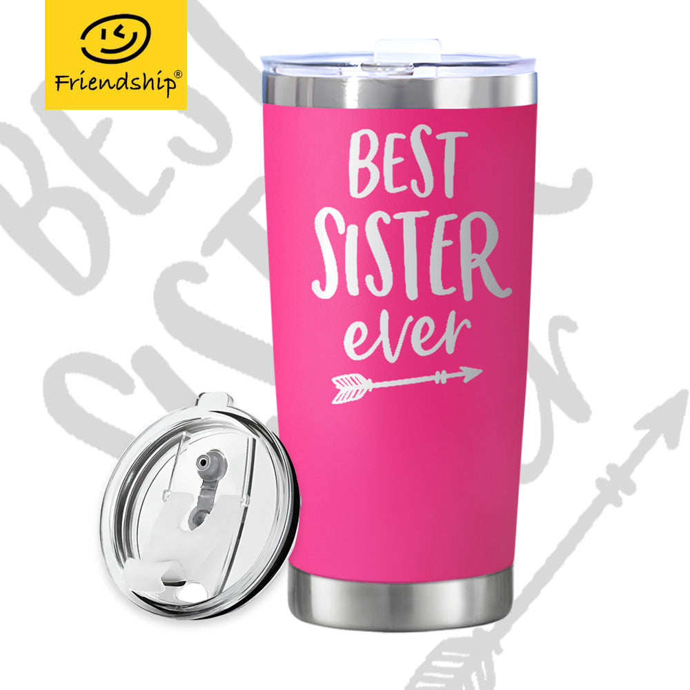 Sister Ever Coffee Tumbler Christmas Stainless Steel Gift Cup Pink Travel Mug