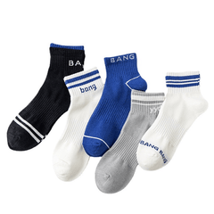 5pcs Men's Deodorant Breathable Striped Ankle Socks