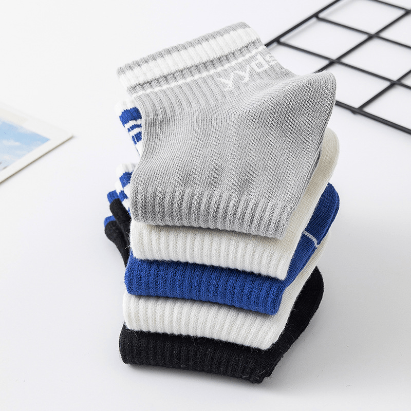5pcs Men's Deodorant Breathable Striped Ankle Socks