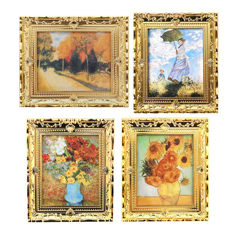Mini Dollhouse Decoration Famous Painting Picture Frame Toy Ornaments